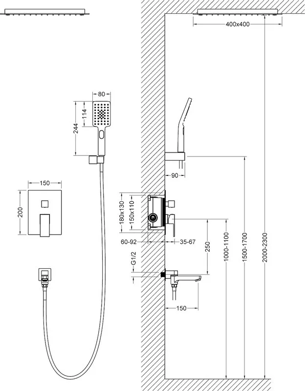 Душевой комплект Timo Selene SX-2039/03SM, черный Sancos — официальный сайт
