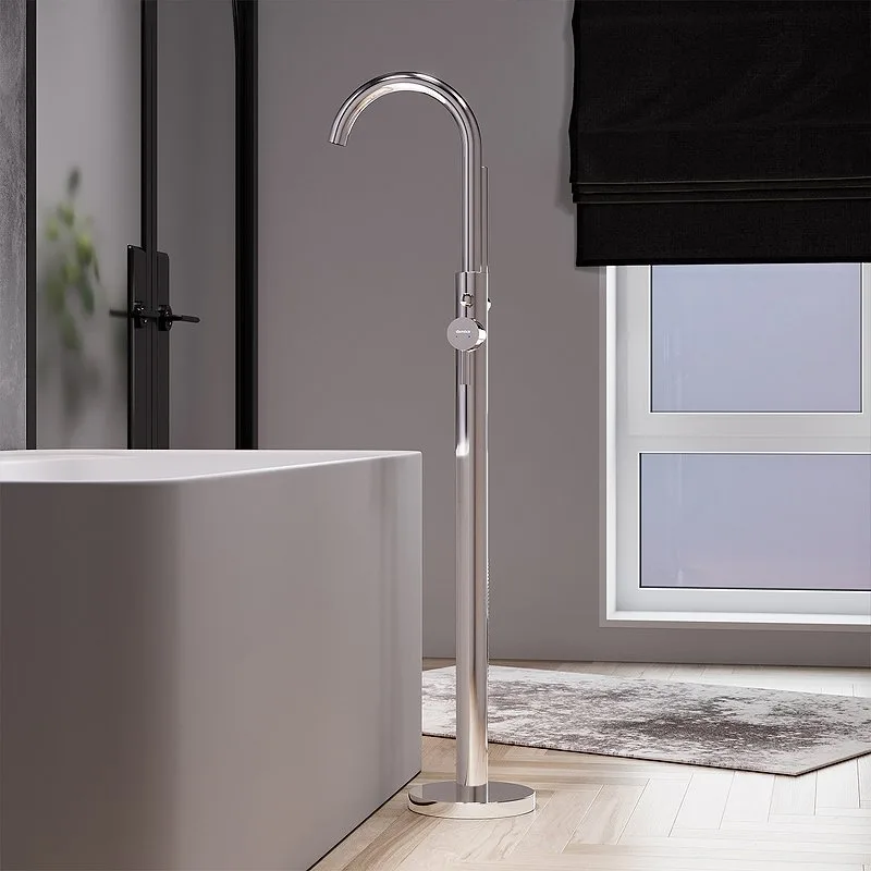 Напольный смеситель для ванны с душем Damixa Scandinavian Pure 365000000, хром Sancos — официальный сайт