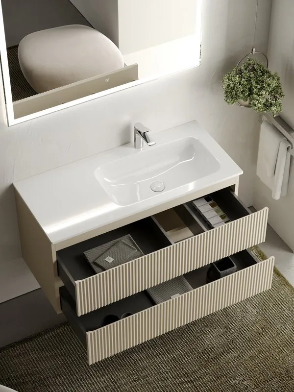 Тумба под раковину Sancos Snob R 100 подвесная Beige soft (капучино), SNR100RCE Sancos — официальный сайт