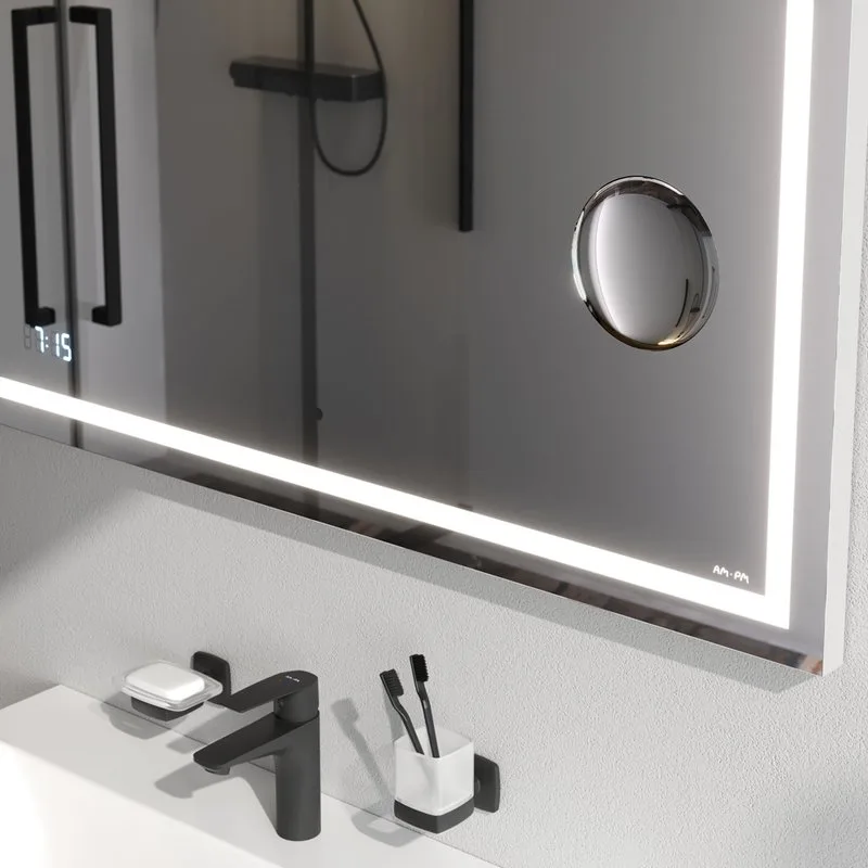 Зеркало AM.PM Gem 100 с LED-подсветкой, часами и косметическим зеркалом Sancos — официальный сайт