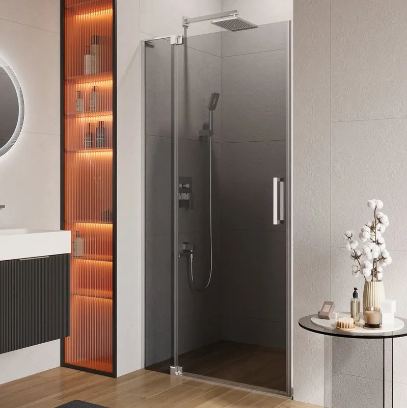 Душевая дверь в нишу Cezares Slider B 1 70/80 Grigio Cr профиль хром, стекло серое Sancos — официальный сайт