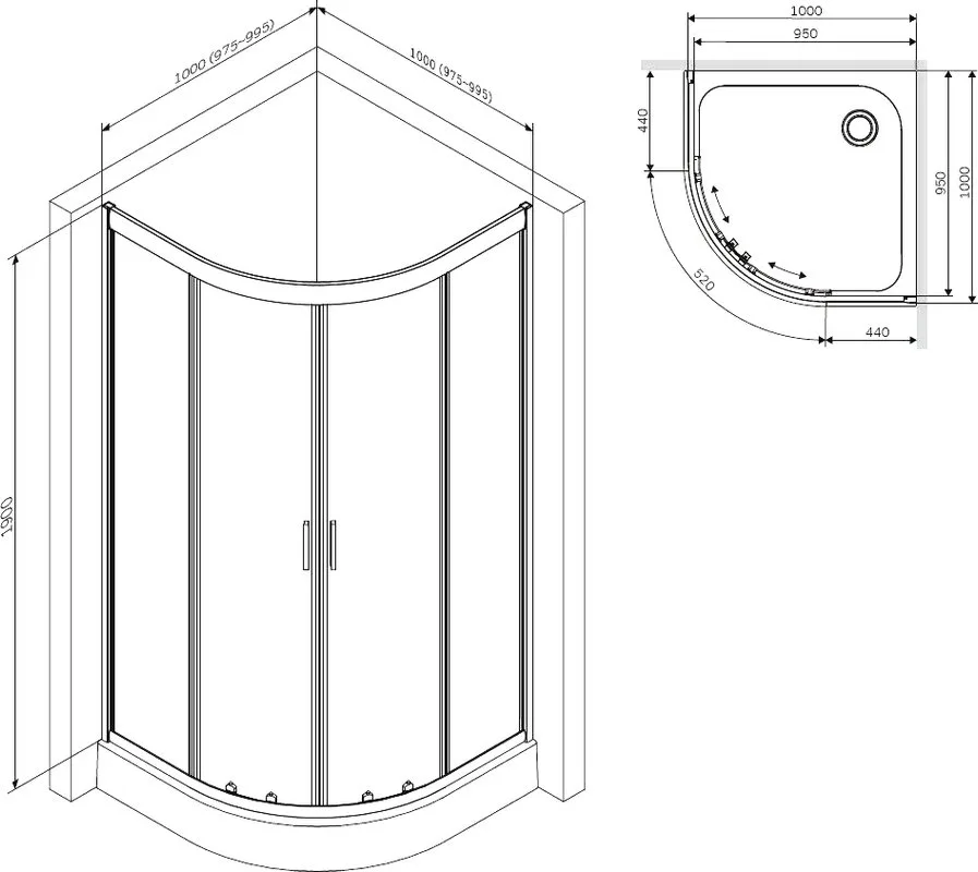Душевой уголок AM.PM Gem W90UG-401-100MT 100x100, профиль матовый хром Sancos — официальный сайт