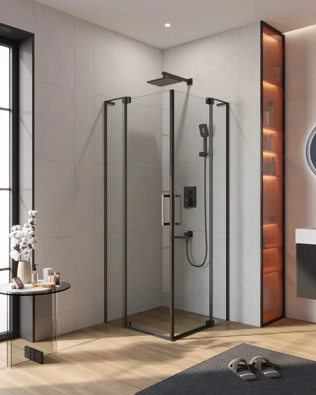 Душевой уголок Cezares Slider A 2 80/90 C Nero профиль черный, стекло прозрачное Sancos — официальный сайт