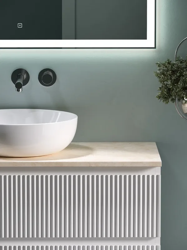 Тумба с раковиной Sancos Snob R 100 см, bianco, столешница бежевая, раковина CN5024 Sancos — официальный сайт