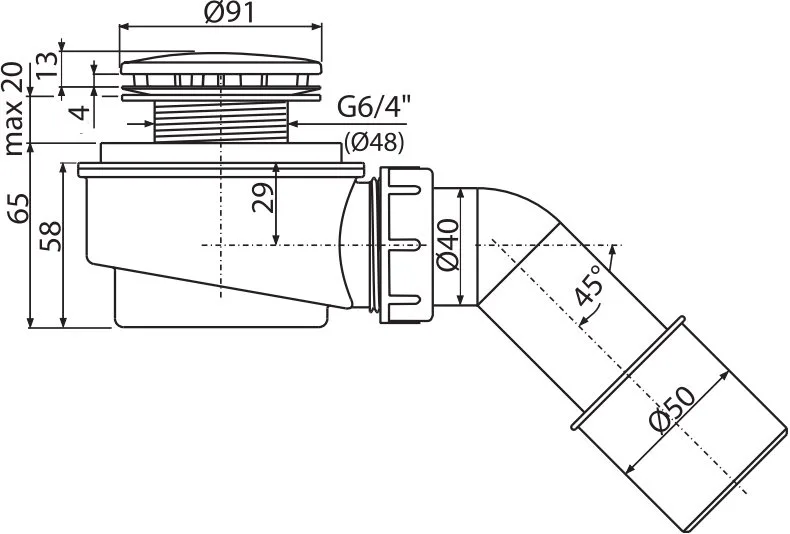 Сифон для поддона AlcaPlast A471CR-60 Sancos — официальный сайт