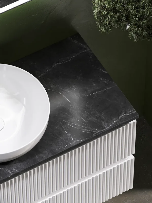 Тумба с раковиной Sancos Snob R 100 см, bianco, столешница черный мрамор, раковина CN5024 Sancos — официальный сайт