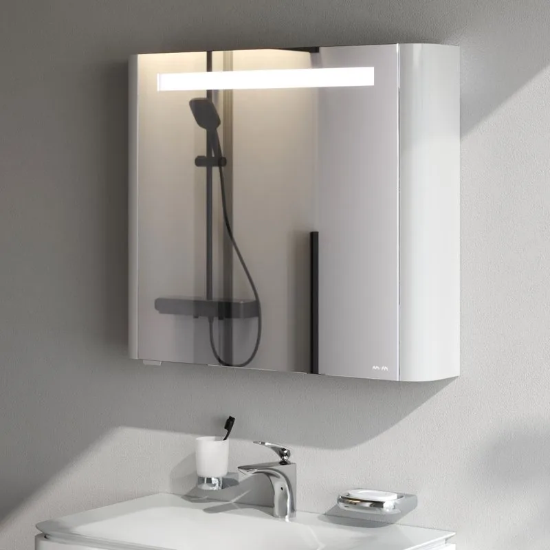 Зеркало-шкаф AM.PM Sensation 80 L с подсветкой, белый глянец Sancos — официальный сайт