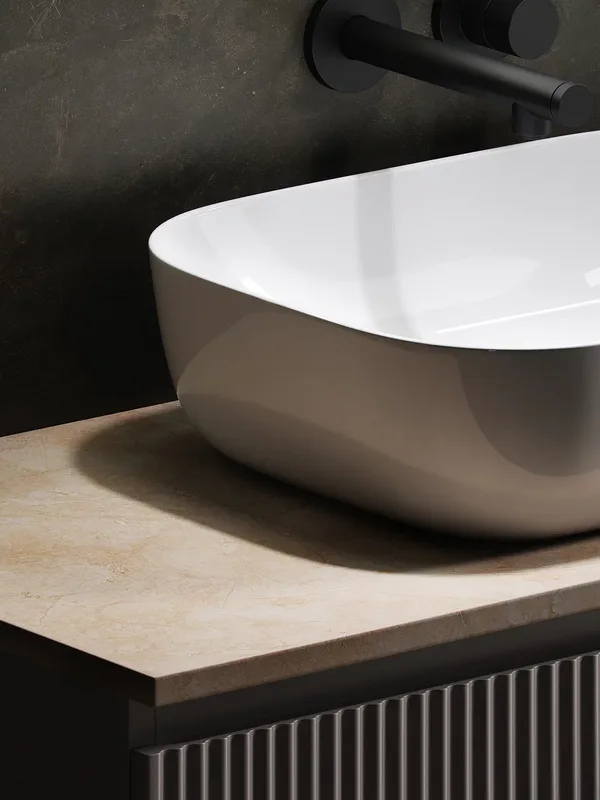 Тумба с раковиной Sancos Snob R 100 см, doha soft, столешница бежевая, раковина CN6008 Sancos — официальный сайт