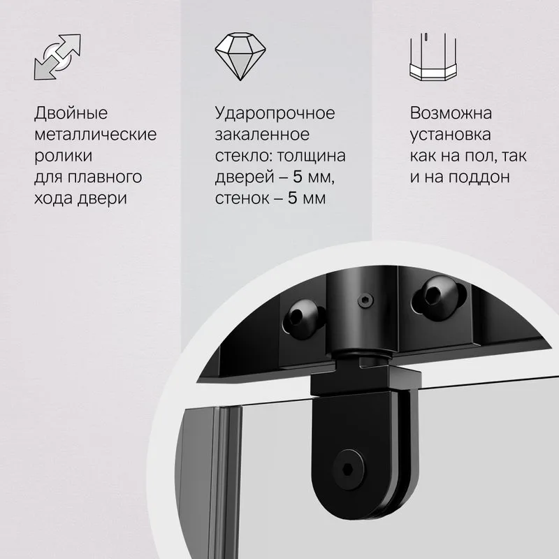 Душевой уголок AM.PM Sunny W87G-405-9090-BT 90x90 см, черный матовый Sancos — официальный сайт