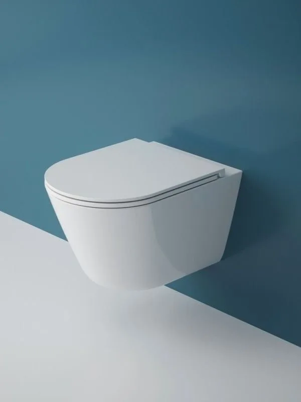 Подвесной унитаз Esbano Clavel-53T ESUPCLAV53TW белый глянец безободковый, смыв Торнадо, с сиденьем  Sancos — официальный сайт