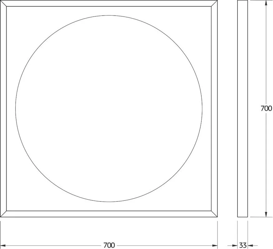 Зеркало Defesto Eclipse DF 2222S 70х70 черная рама, с LED-подсветкой, 4500К, сенсорный выключатель