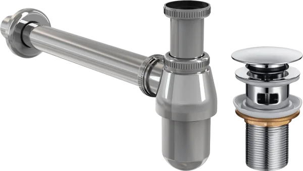Комплект Allen Brau Priority Round 5.31023-00 с переливом, хром и сифоном для раковины AlcaPlast A43 Sancos — Оригинал