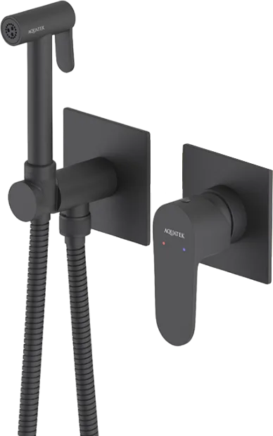 Гигиенический душ AQUATEK Оберон AQ1220MB со смесителем, С ВНУТРЕННЕЙ ЧАСТЬЮ, матовый черный Sancos — официальный сайт