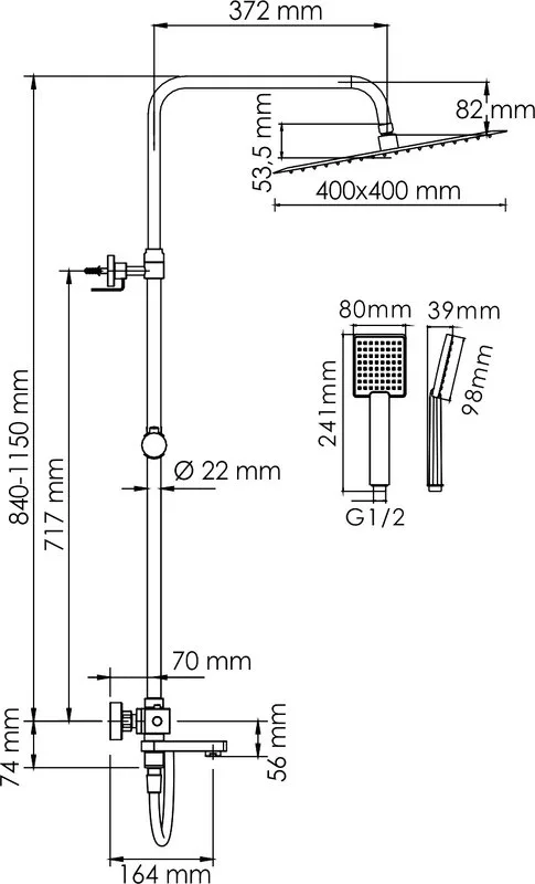 Душевая стойка Wasserkraft Aller A199.119.141.087.CH Thermo, с термостатом, хром Sancos — официальный сайт