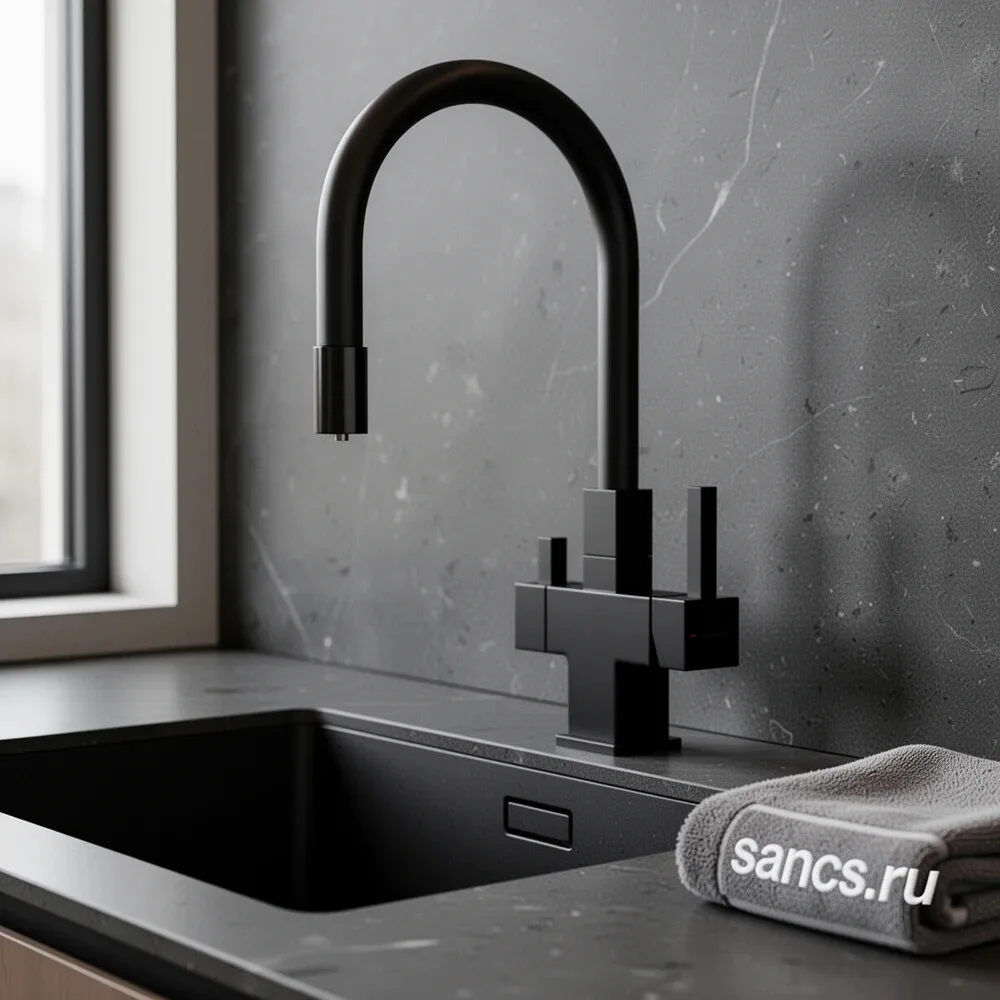 Смеситель для кухни Sancos Arno SC4005MB с гибким изливом, матовый черный Sancos — официальный сайт