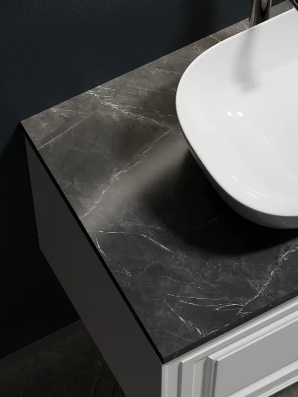 Тумба с раковиной Sancos Very 80 см, bianco, столешница черный мрамор, раковина CN6009 Sancos — официальный сайт