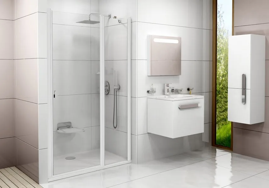 Душевая дверь в нишу Ravak Chrome CSD2-110 Transparent, профиль белый Sancos — официальный сайт