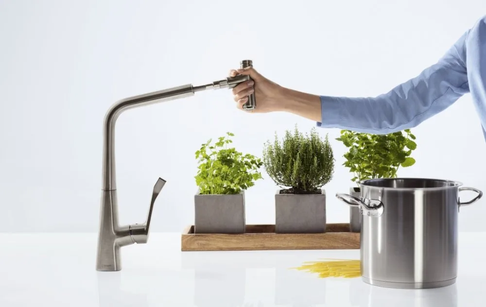Смеситель для кухни Hansgrohe Metris Select 14884800 Sancos — официальный сайт
