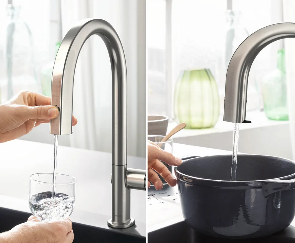 Смеситель для кухни Hansgrohe Aqittura M91 76803800 сталь Sancos — официальный сайт