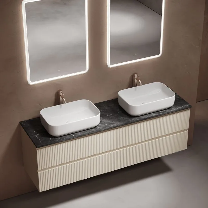 Столешница в ванную под раковину, из керамогранита Sancos Black Sky 160х46 c отверстием под смесител Sancos — официальный сайт