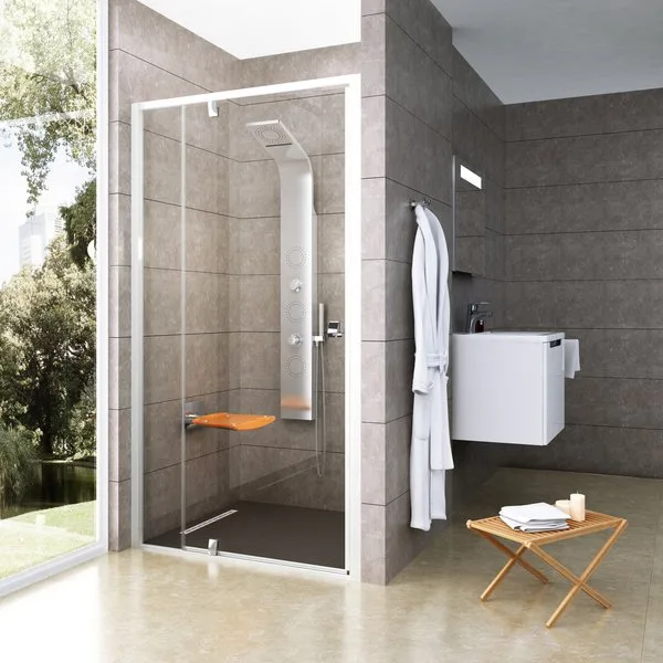 Душевая дверь в нишу Ravak Pivot PDOP2-110 Transparent, профиль белый Sancos — официальный сайт