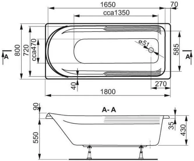 Акриловая ванна Vagnerplast Hera VPBA180HER2X-04 без опоры 180x80 см, пристенная, ультрабелая Sancos — официальный сайт