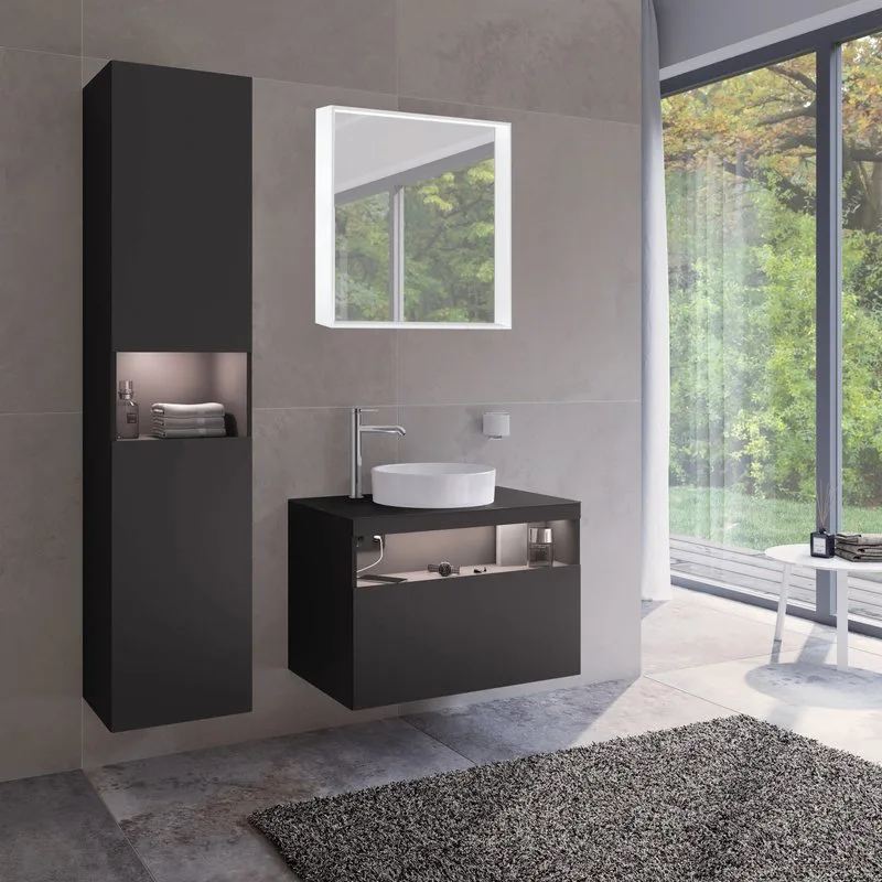 Шкаф-пенал для ванной Keuco Stageline 32831 L, вулканит, с подсветкой Sancos — официальный сайт