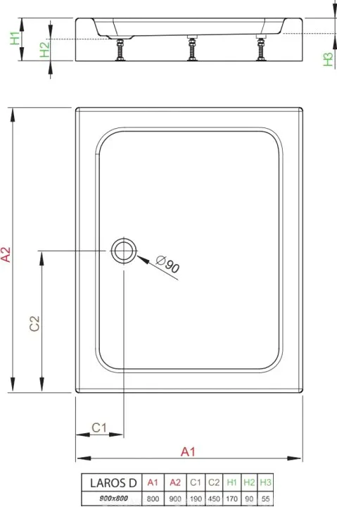 Поддон для душа Radaway Laros D 80x90 Sancos — официальный сайт