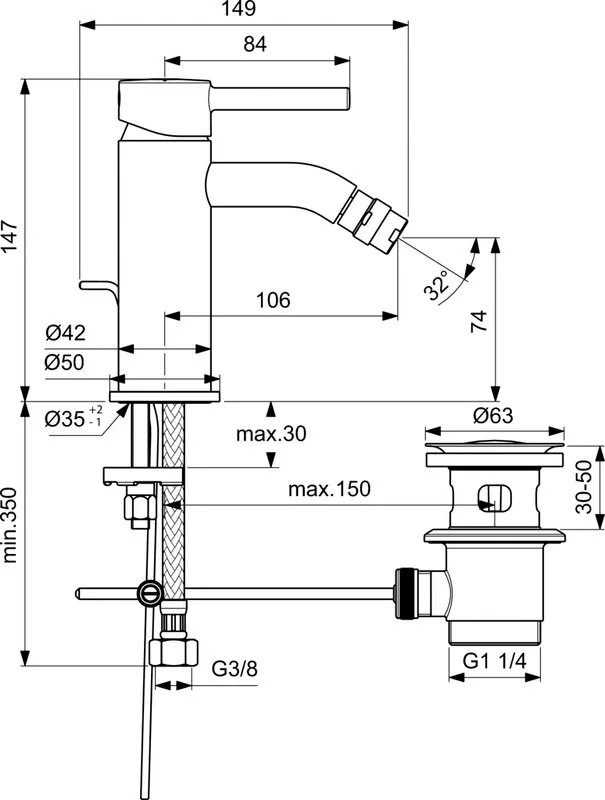 Смеситель для биде Ideal Standard Ceraline BC197XG черный Sancos — официальный сайт