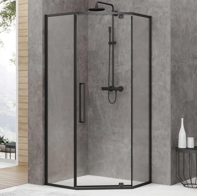 Душевой уголок Black&White Stellar Wind S875 Black 90х90, профиль черный, стекло прозрачное Sancos — официальный сайт