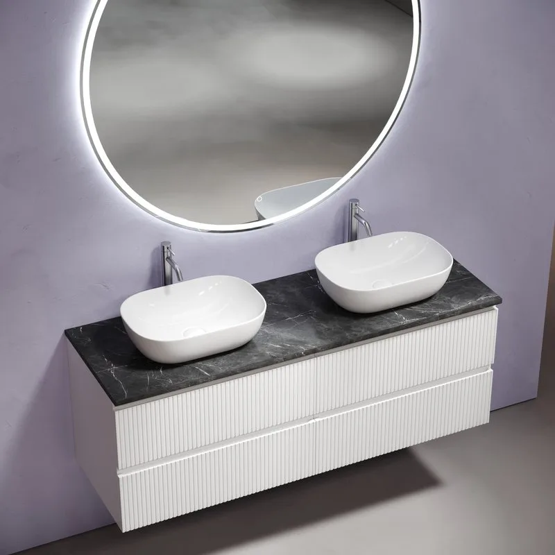 Тумба с раковиной Sancos Snob T 140 bianco, столешница черный мрамор TT140A1X, раковина CN6009 Sancos — официальный сайт