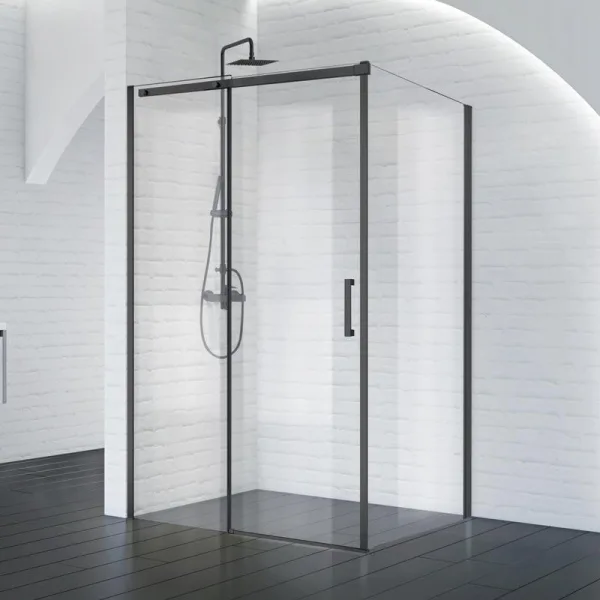 Душевой уголок BelBagno Acqua -AH-1-150/90-C-NERO профиль черный матовый