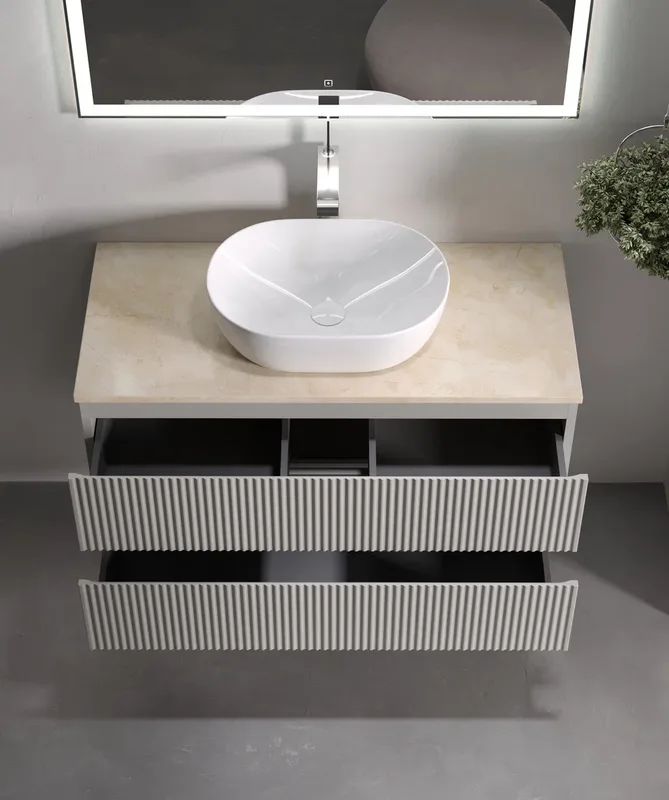 Тумба с раковиной Sancos Snob R 100 см, beige soft, столешница бежевая, раковина CN5010 Sancos — официальный сайт