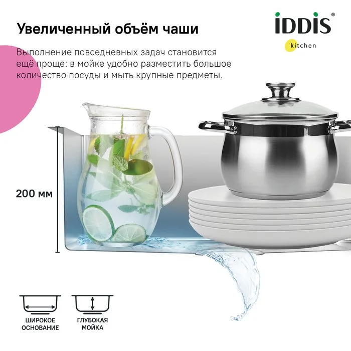 Мойка кухонная IDDIS Edifice EDI44G0i77 графит Sancos — официальный сайт