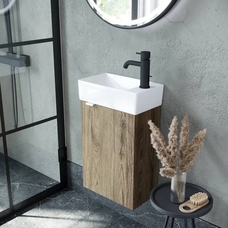 Тумба с раковиной Sancos Mini 35 R подвесная, дуб чарльстон Sancos — официальный сайт
