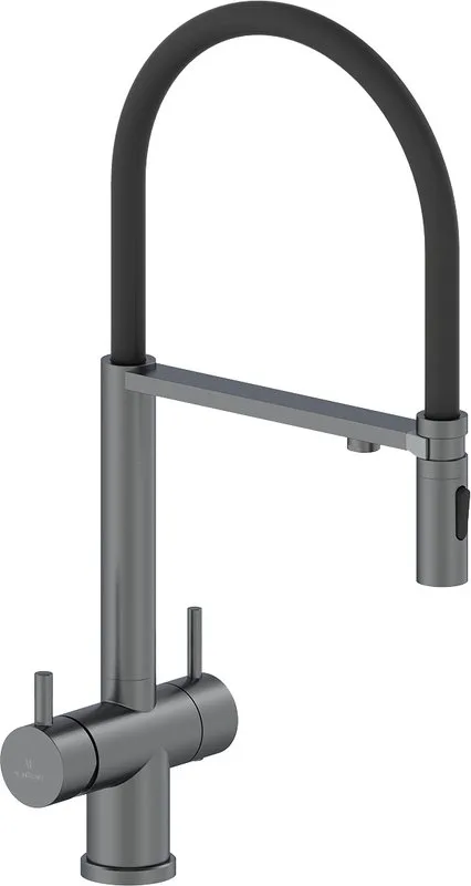 Смеситель для кухни AltroBagno Flusso 050203 GrMt с гибким изливом, оружейная сталь Sancos — официальный сайт