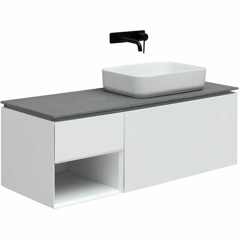 Тумба под раковину без столешницы Allen Brau Infinity 120 1+1 R, подвесная, белый матовый Sancos — официальный сайт