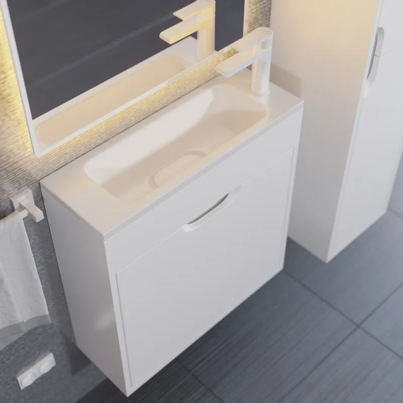 Тумба под раковину без столешницы Uperwood Modul 60 подвесная, 1 дверца, матовая белая Sancos — официальный сайт