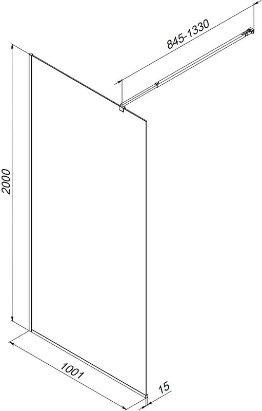 Душевая перегородка AM.PM Func W84WI-100-F1-BTE 100x200, профиль черный, стекло прозрачное Sancos — официальный сайт