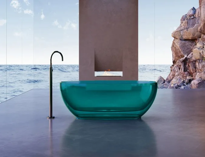 Акриловая ванна Abber Kristall AT9703 Aquamarin 170x75 см, отдельностоящая, бирюзовая, овальная, с д Sancos — официальный сайт