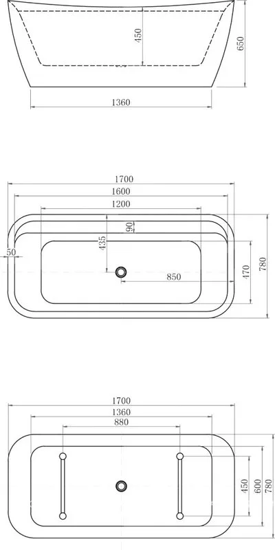 Акриловая ванна Allen Brau Infinity 2 170x80 см, отдельностоящая, белая, на ножках, со сливом-перели Sancos — официальный сайт