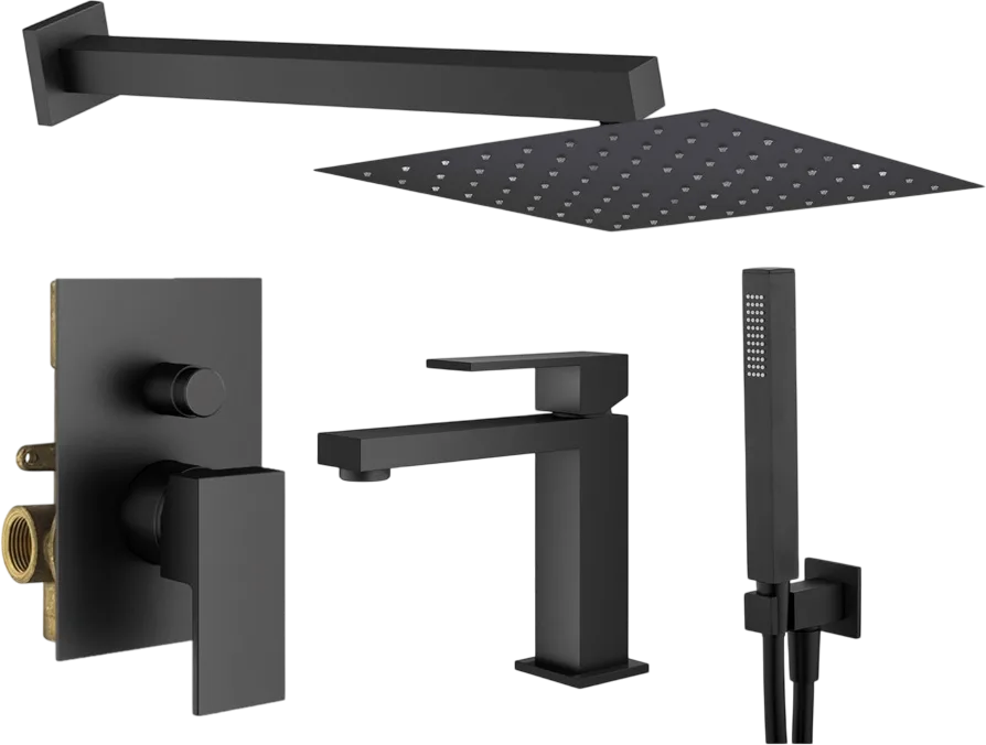 Комплект для ванной Plumberia Selection Tag KITTG15NO53 С ВНУТРЕННЕЙ ЧАСТЬЮ, черный матовый Sancos — официальный сайт
