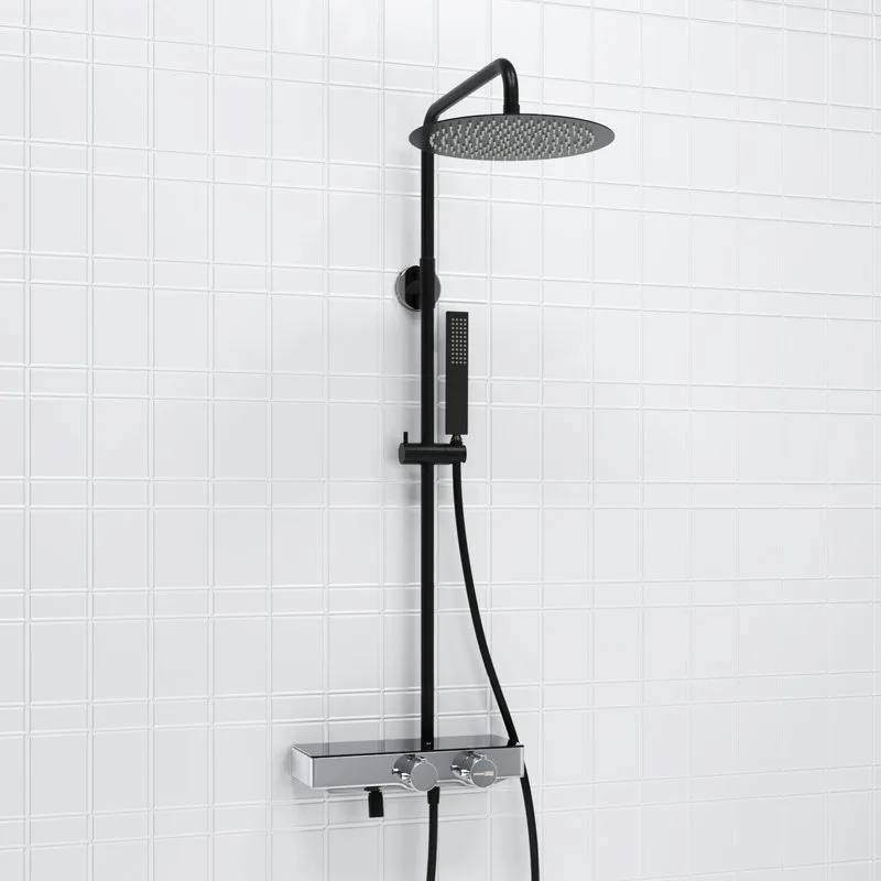 Душевая стойка Wasserkraft Abens 2000 A114.160.218.CB Thermo, с термостатом, черная Sancos — официальный сайт