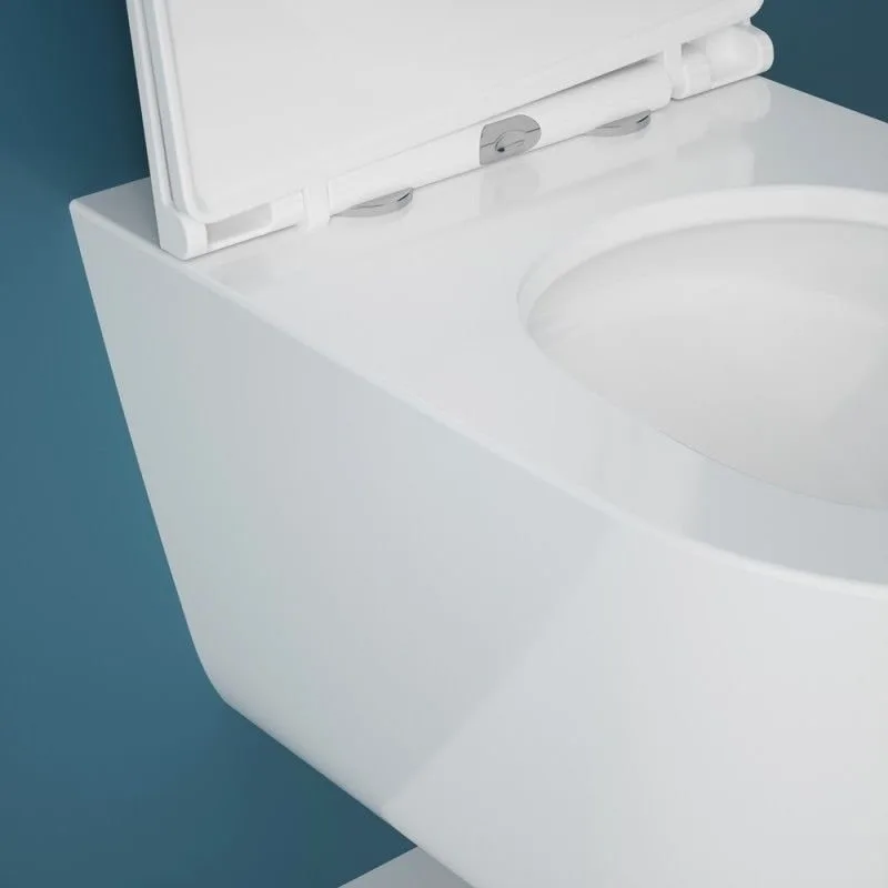 Подвесной унитаз Esbano Clavel-53T ESUPCLAV53TW белый глянец безободковый, смыв Торнадо, с сиденьем  Sancos — официальный сайт