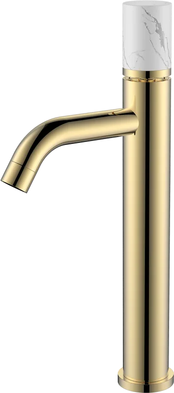 Смеситель для раковины Boheme Stick 122-G-MR-W золотой, белый мрамор Sancos — официальный сайт