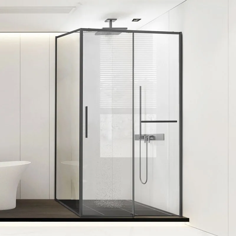 Душевой уголок Vincea Slim Soft VSR-1SS9011CLGM 110x90, профиль вороненая сталь, стекло прозрачное Sancos — официальный сайт