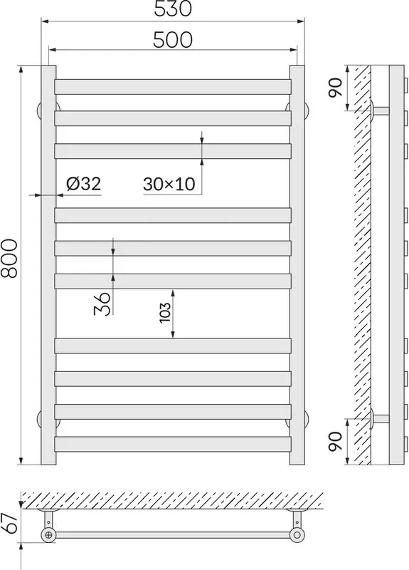 Полотенцесушитель водяной Indigo Slim LSLW80-50GDK3, золотой Sancos — официальный сайт