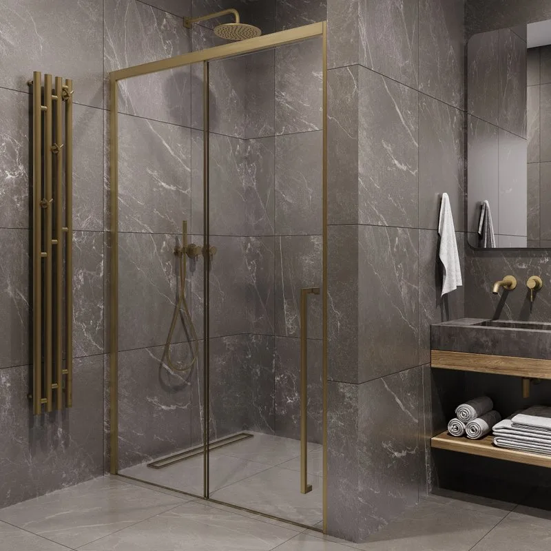 Душевая дверь в нишу Timo TDSS-120/17C-8R 120 см, профиль матовое золото, стекло прозрачное Sancos — официальный сайт