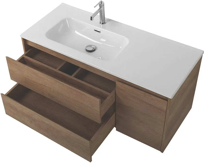 Тумба под раковину без столешницы BelBagno Kraft 100 L, 2 ящика, дверца, rovere nebrasca nature Sancos — официальный сайт