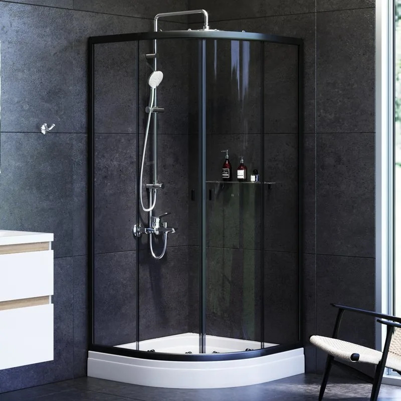 Душевой уголок AM.PM X-Joy Twin Slide W88E-205-090BT64 90x90, с поддоном, профиль черный Sancos — официальный сайт